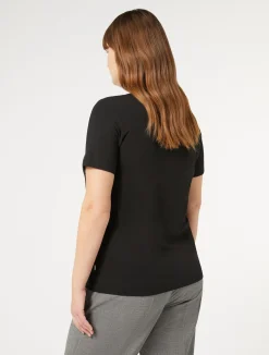 Outlet Marina Rinaldi Embroidered jersey T-shirt BLACK