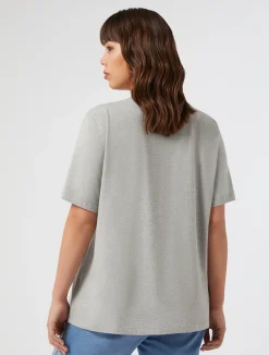 New Marina Rinaldi Embroidered jersey T-shirt MEDIUMGREY