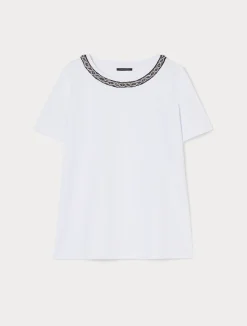 Hot Marina Rinaldi Embroidered jersey T-shirt OPTICALWHITE