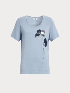 Best Marina Rinaldi Embroidered jersey T-shirt LIGHTBLUE