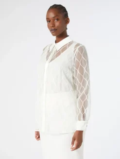 Sale Marina Rinaldi Embroidered organza shirt WHITE