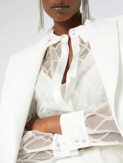 Sale Marina Rinaldi Embroidered organza shirt WHITE