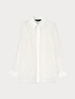 Sale Marina Rinaldi Embroidered organza shirt WHITE