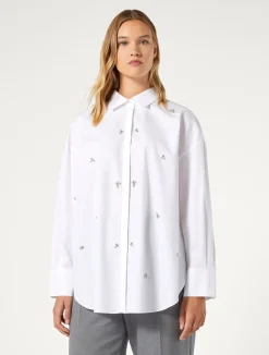 Best Marina Rinaldi Embroidered poplin shirt OPTICALWHITE