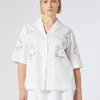 Sale Marina Rinaldi Embroidered poplin shirt OPTICALWHITE