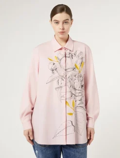 Discount Marina Rinaldi Embroidered poplin shirt PINK