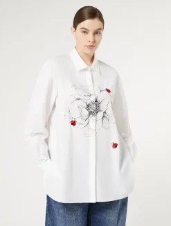 Hot Marina Rinaldi Embroidered poplin shirt WHITE