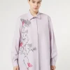 Sale Marina Rinaldi Embroidered poplin shirt LILAC