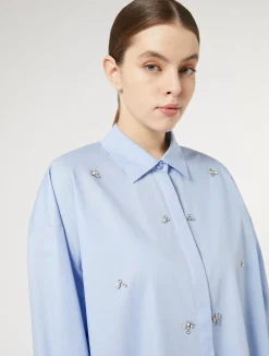 Clearance Marina Rinaldi Embroidered poplin shirt LIGHTBLUE