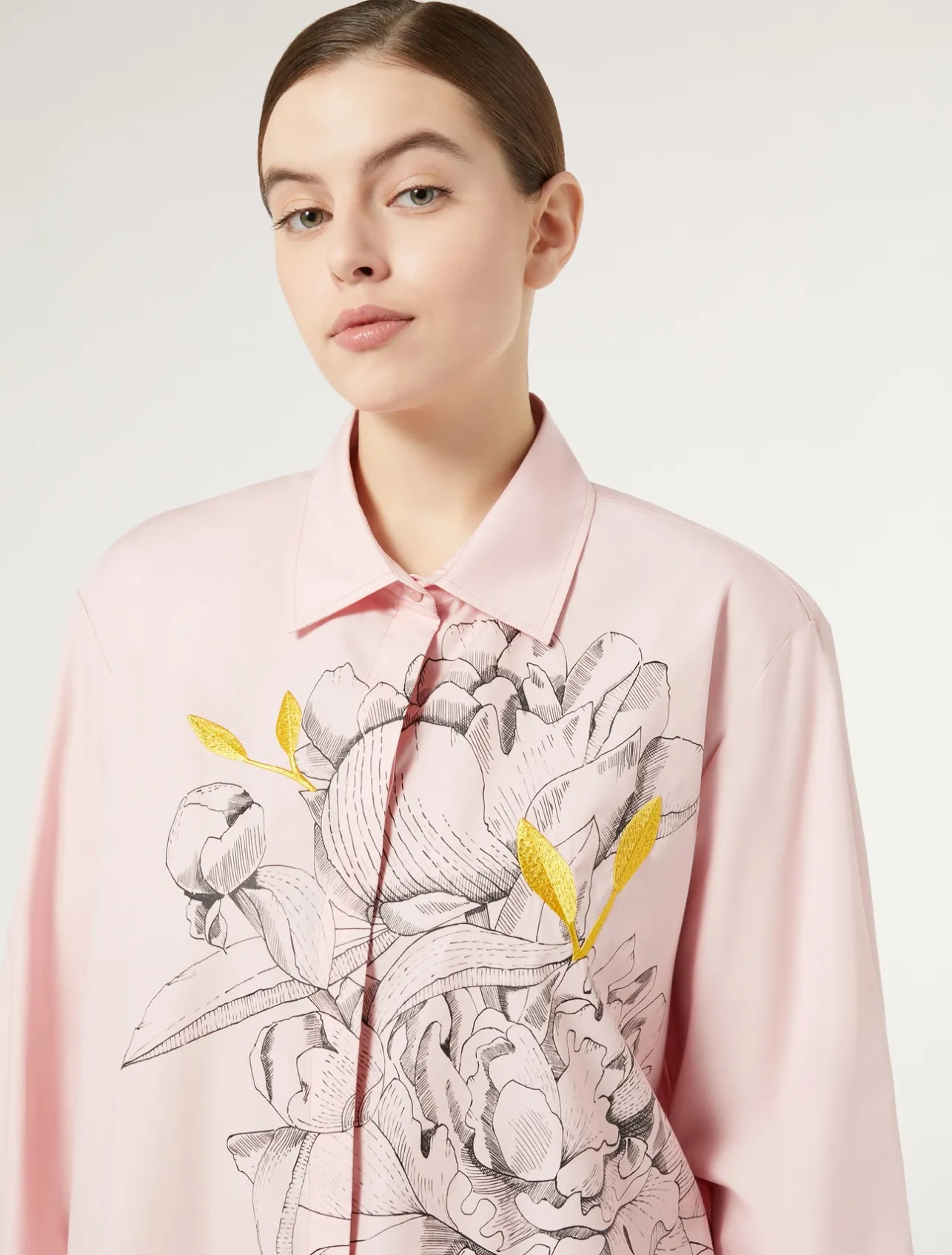 Discount Marina Rinaldi Embroidered poplin shirt PINK