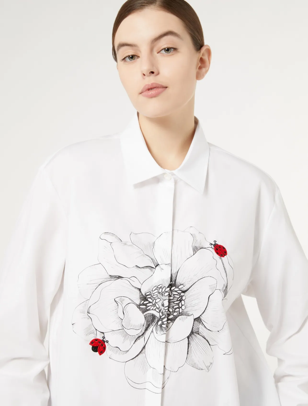 Hot Marina Rinaldi Embroidered poplin shirt WHITE