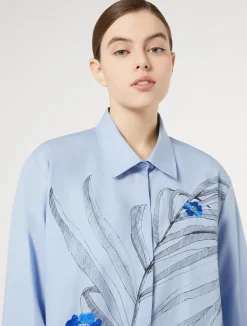 Online Marina Rinaldi Embroidered poplin shirt SKYBLUE
