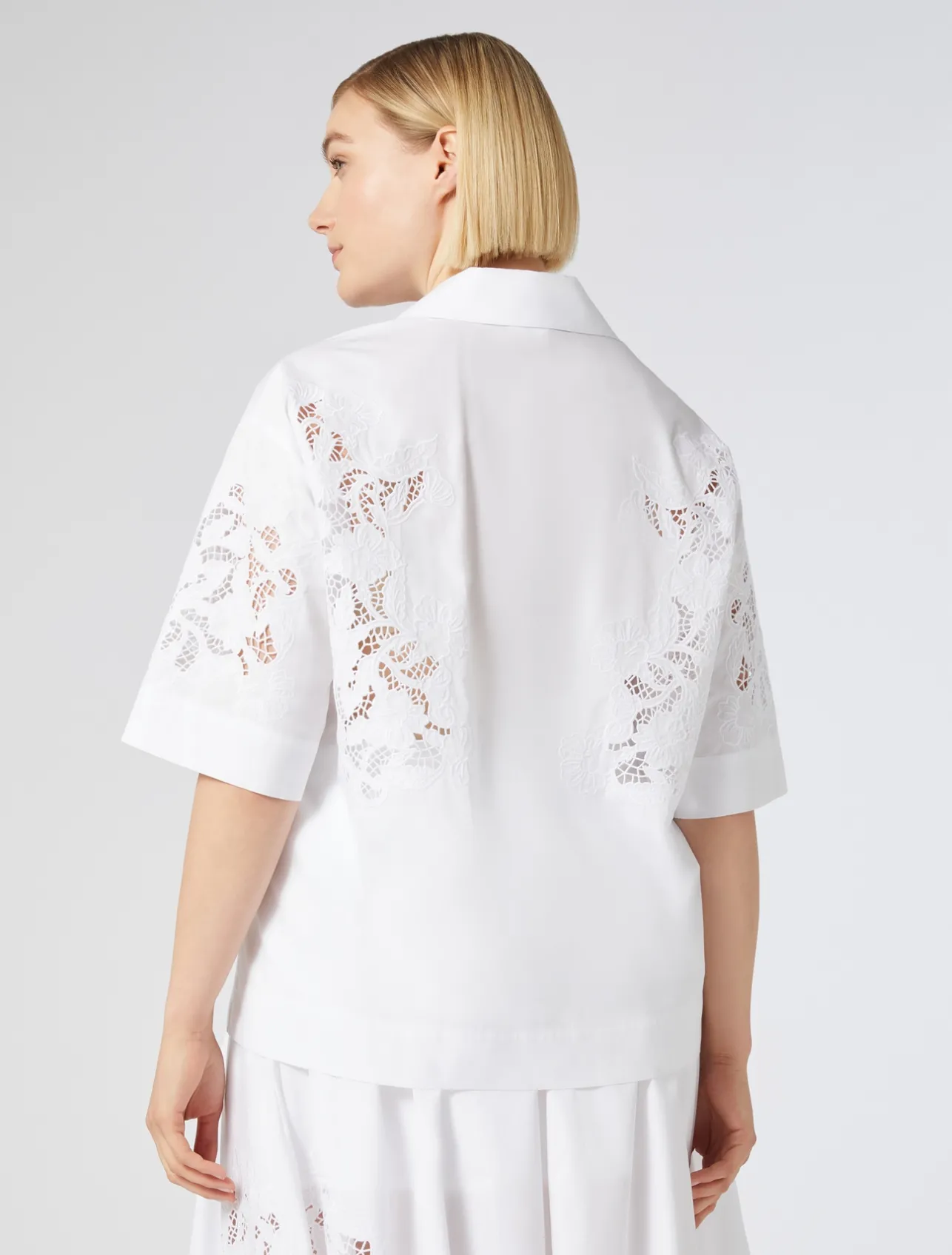 Sale Marina Rinaldi Embroidered poplin shirt OPTICALWHITE