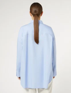 Clearance Marina Rinaldi Embroidered poplin shirt LIGHTBLUE