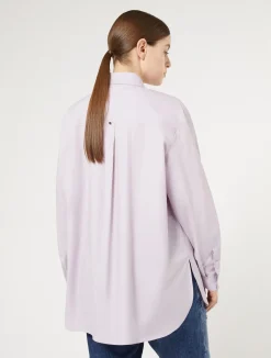 Sale Marina Rinaldi Embroidered poplin shirt LILAC