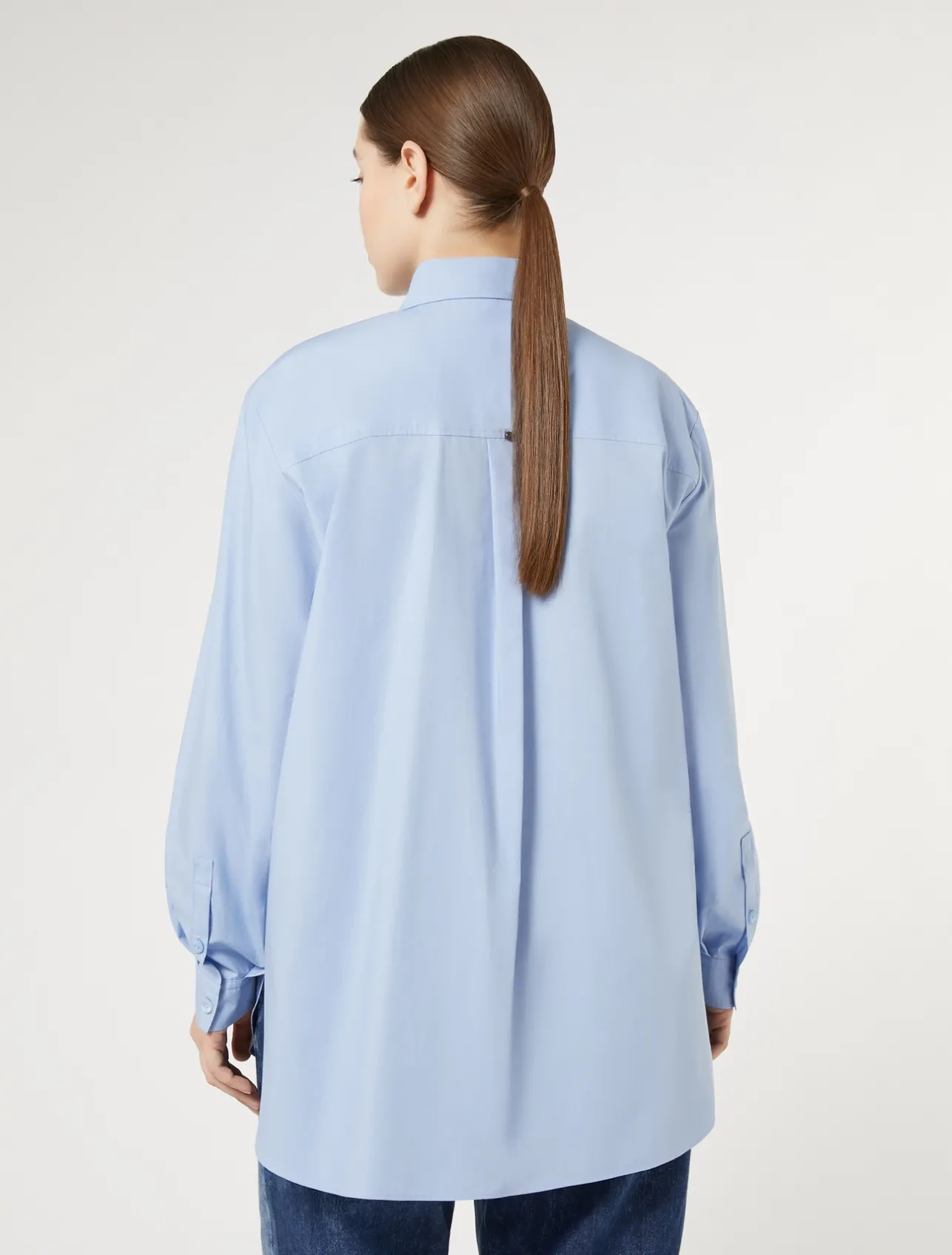 Online Marina Rinaldi Embroidered poplin shirt SKYBLUE