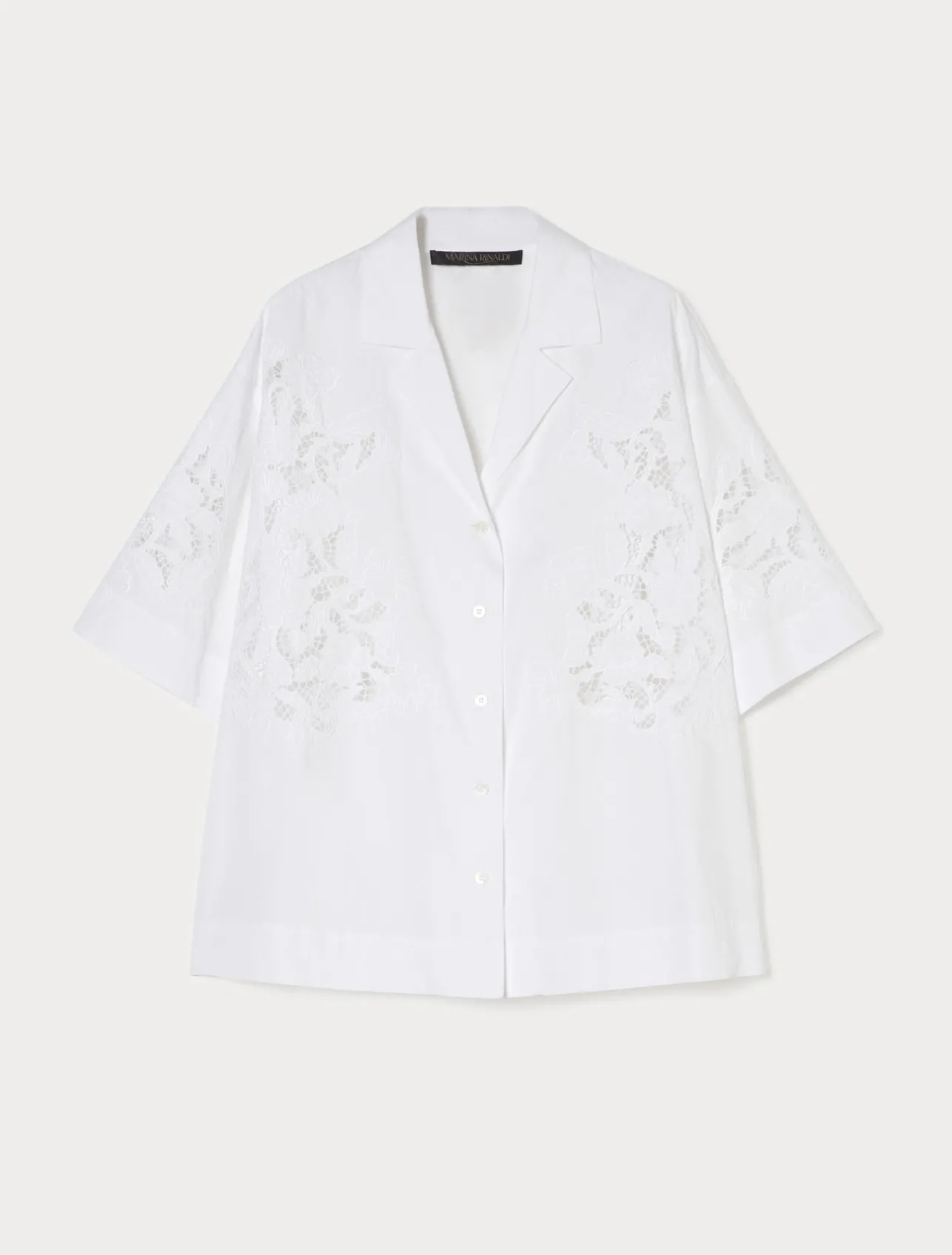 Sale Marina Rinaldi Embroidered poplin shirt OPTICALWHITE