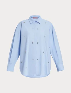 Clearance Marina Rinaldi Embroidered poplin shirt LIGHTBLUE