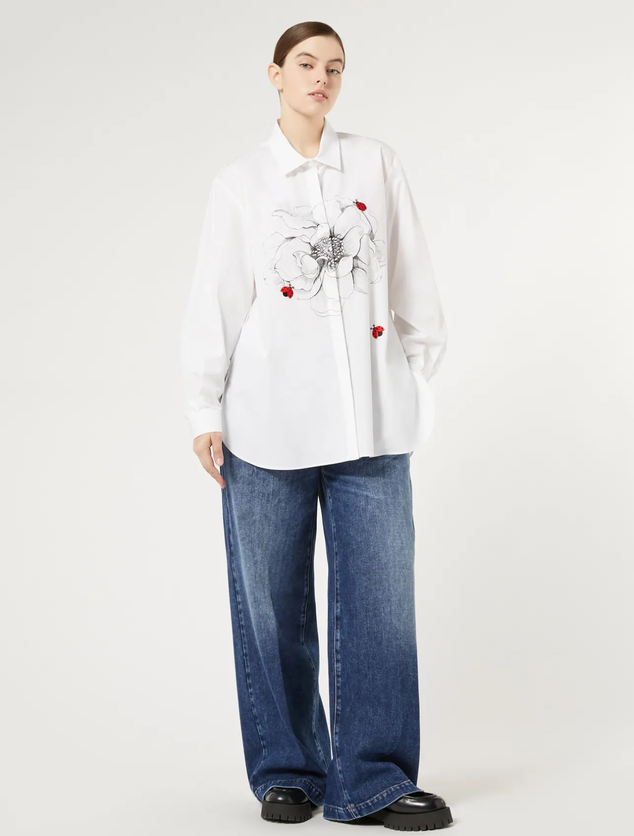 Hot Marina Rinaldi Embroidered poplin shirt WHITE