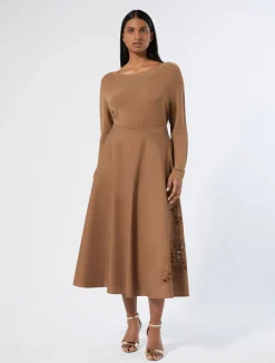 Sale Marina Rinaldi Embroidered poplin skirt HAZELNUTBROWN