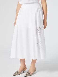 New Marina Rinaldi Embroidered poplin skirt OPTICALWHITE