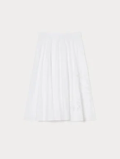 New Marina Rinaldi Embroidered poplin skirt OPTICALWHITE