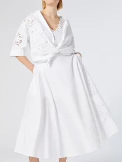 New Marina Rinaldi Embroidered poplin skirt OPTICALWHITE