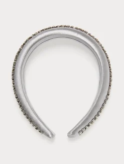 Hot Marina Rinaldi Embroidered satin headband PEARLGREY
