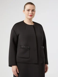 Hot Marina Rinaldi Embroidered scuba jacket BLACK