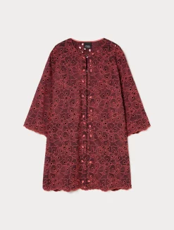 Sale Marina Rinaldi Embroidered taffeta duster coat CORAL