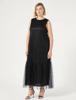 Best Marina Rinaldi Embroidered tulle dress BLACK