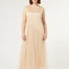 Best Marina Rinaldi Embroidered tulle dress PALEYELLOW