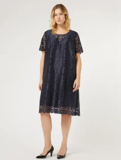 Discount Marina Rinaldi Embroidered tulle dress ULTRAMARINE