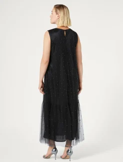 Best Marina Rinaldi Embroidered tulle dress BLACK
