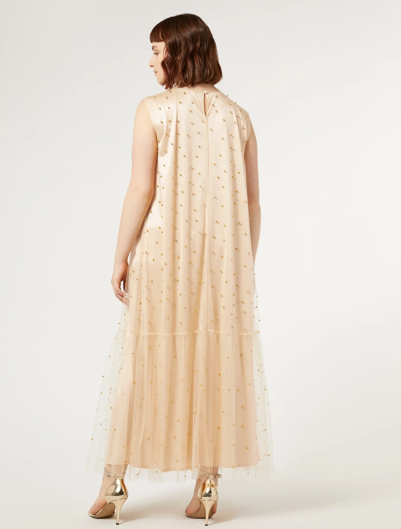 Best Marina Rinaldi Embroidered tulle dress PALEYELLOW