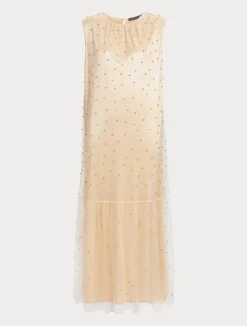 Best Marina Rinaldi Embroidered tulle dress PALEYELLOW