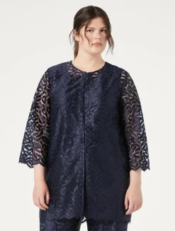 Best Marina Rinaldi Embroidered tulle jacket ULTRAMARINE