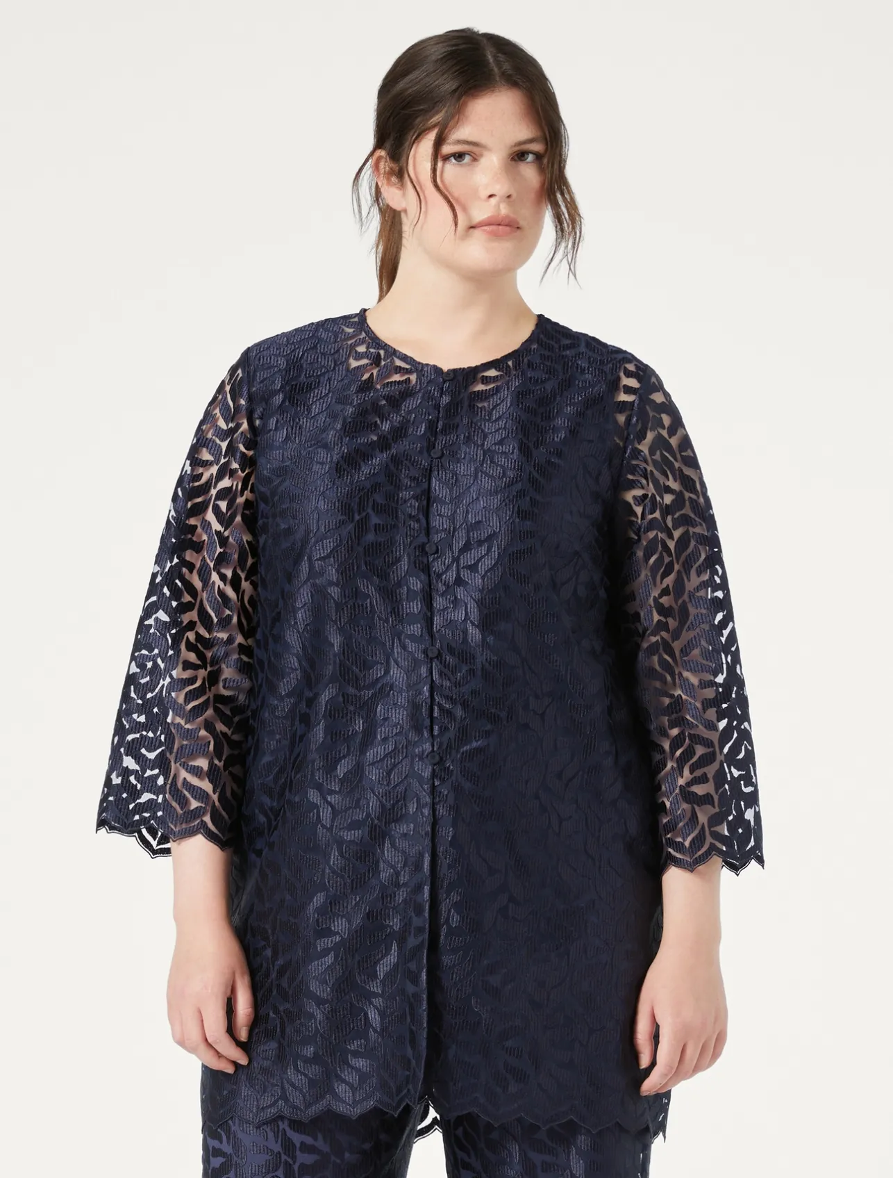 Best Marina Rinaldi Embroidered tulle jacket ULTRAMARINE