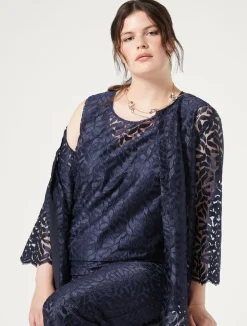 Best Marina Rinaldi Embroidered tulle jacket ULTRAMARINE