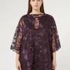 Fashion Marina Rinaldi Embroidered tulle poncho BORDEAUX