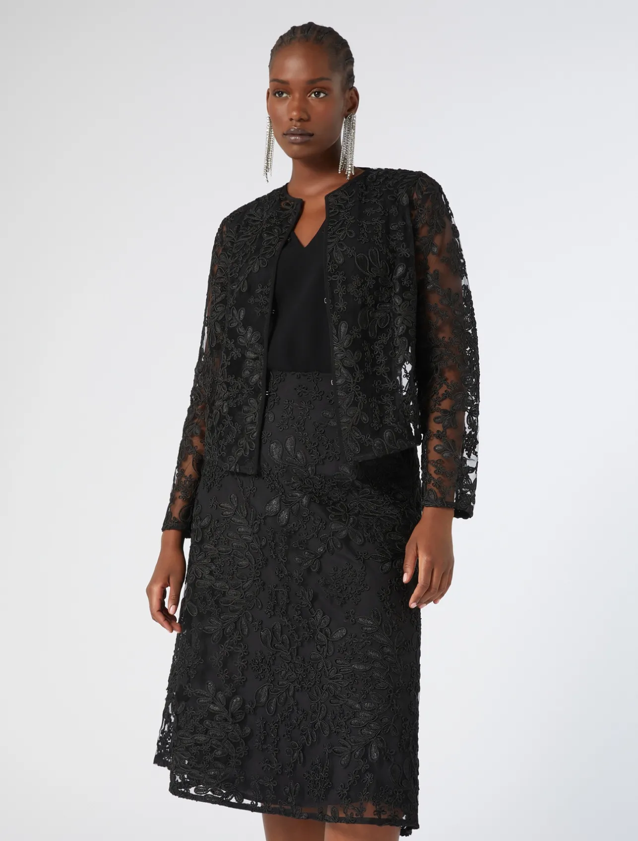 Discount Marina Rinaldi Embroidered tulle skirt BLACK