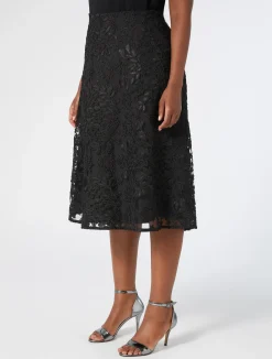 Discount Marina Rinaldi Embroidered tulle skirt BLACK