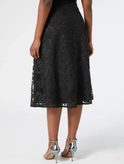 Discount Marina Rinaldi Embroidered tulle skirt BLACK