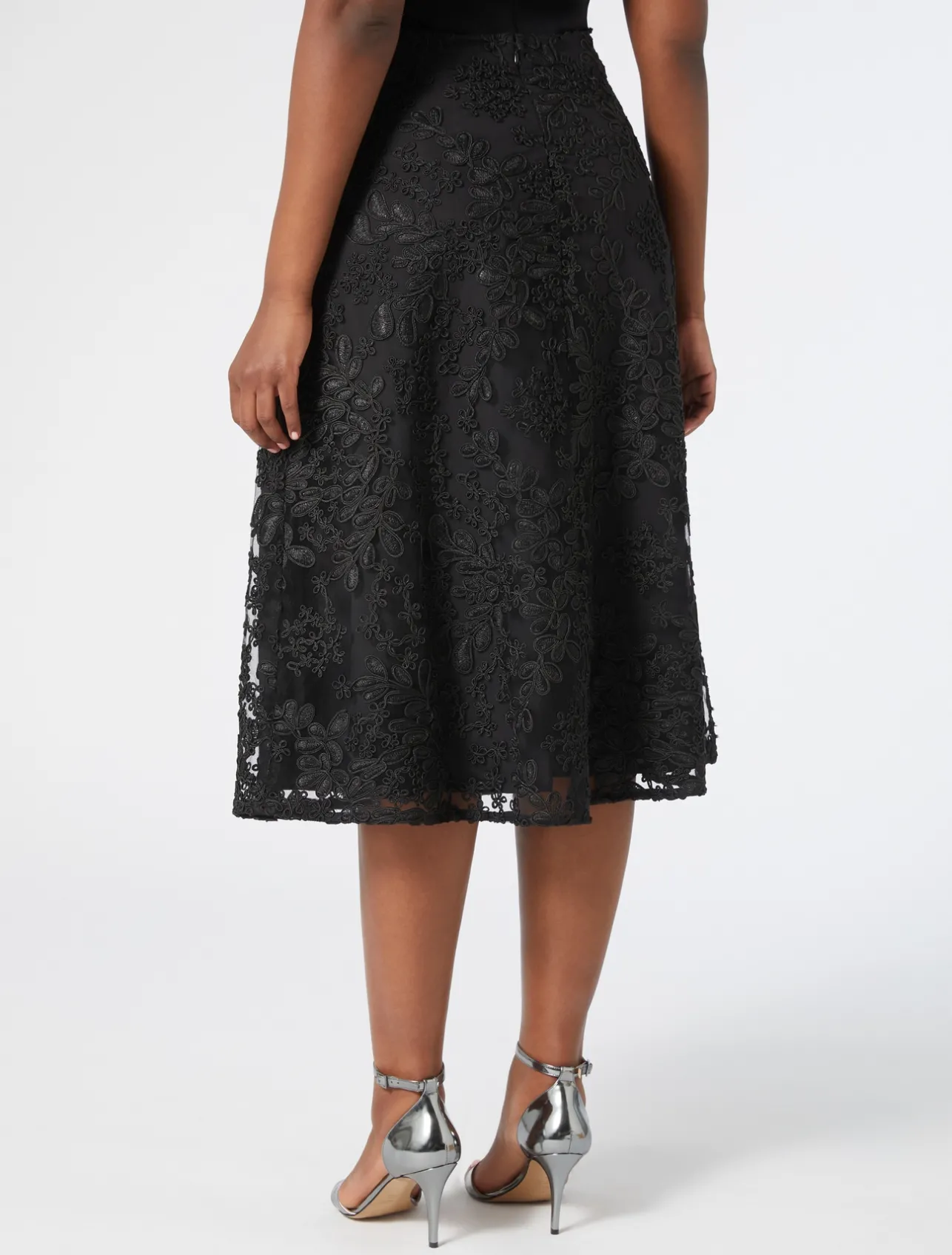 Discount Marina Rinaldi Embroidered tulle skirt BLACK