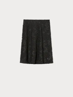 Discount Marina Rinaldi Embroidered tulle skirt BLACK