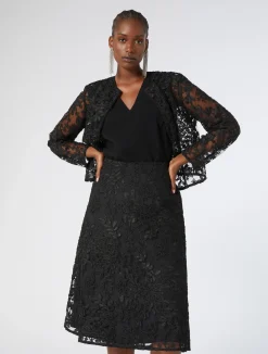 Discount Marina Rinaldi Embroidered tulle skirt BLACK