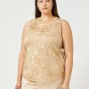 Discount Marina Rinaldi Embroidered tulle top LIGHTGOLD