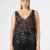 Best Marina Rinaldi Embroidered tulle top BLACK