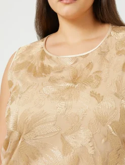 Discount Marina Rinaldi Embroidered tulle top LIGHTGOLD