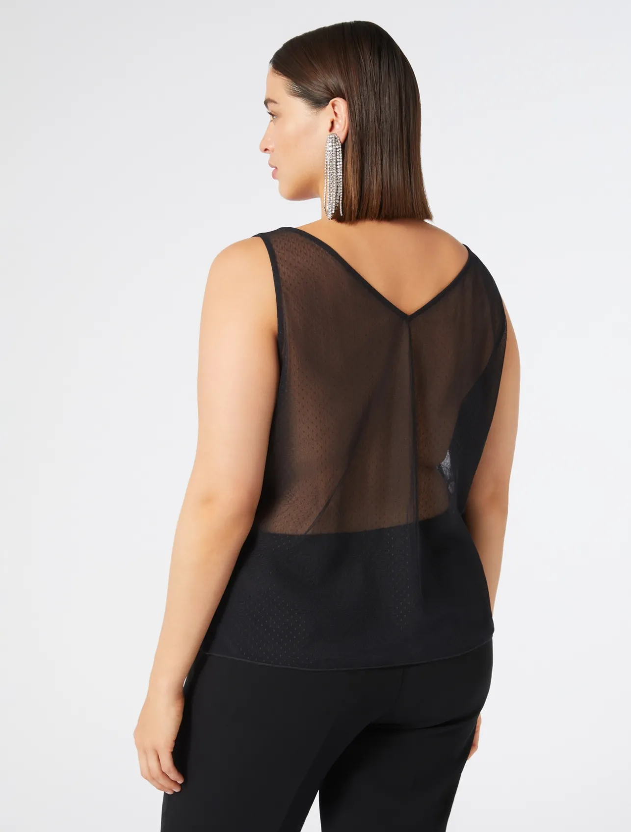 Best Marina Rinaldi Embroidered tulle top BLACK